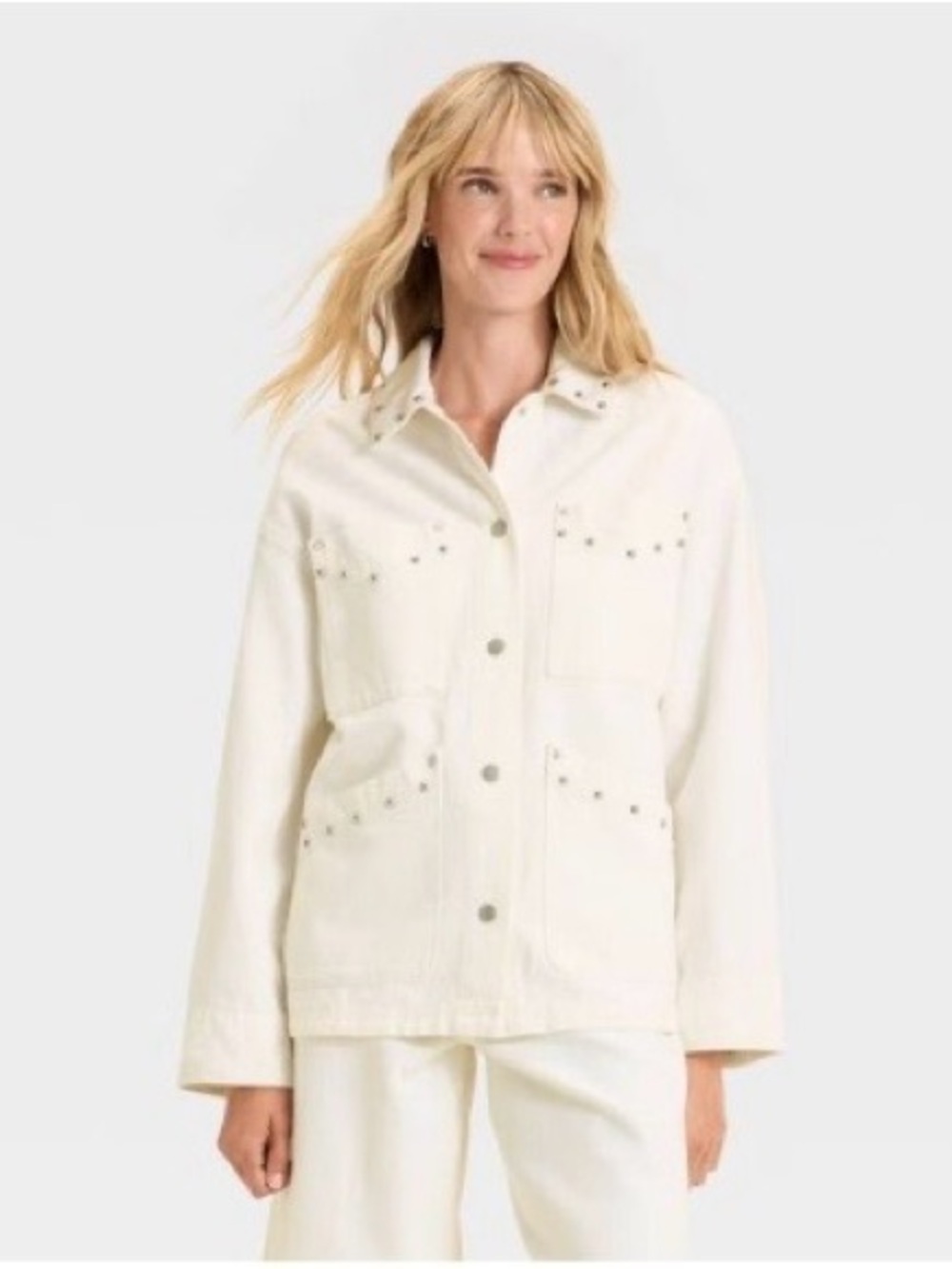 Universal Thread Studded Oversized Chore Denim Jacket S